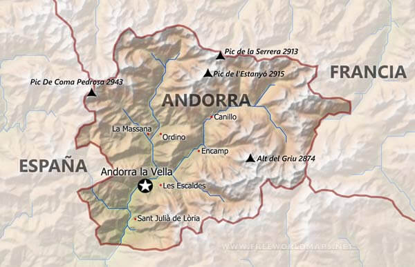 Mapa físic d'Andorra / Wikipèdia