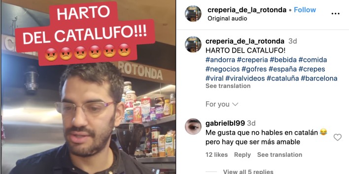 Declaracions contra el català / Instagram