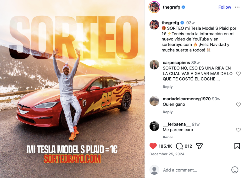 el sorteig va ser polèmic des del primer moment / Instagram